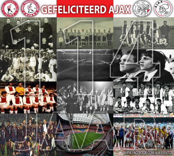 Ducomeskers's tweet photo. "Gefeliciteerd Ajacieden!! #Ajax #Jarig #114jaar #18Maart1900 #Trots #Ajacied #ÉénClubÉénStad #Amsterdam #Historie http://t.co/Zv8ko3HtXZ"