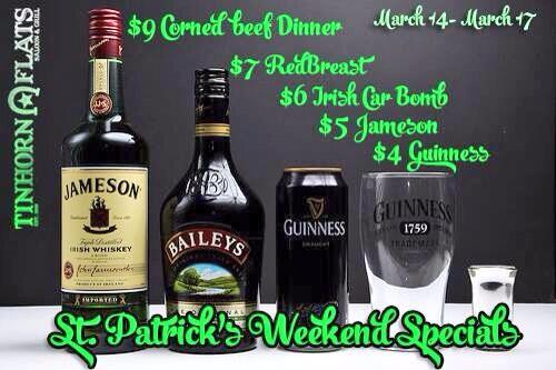 TinhornFlatsHW's tweet photo. Yep! And that's not all! Check out our ALL day Happy Hour! #StPatricksDay #StPaddysDay #greenbeer #shots #beer 🍀 http://t.co/pJ2eOwf0mt