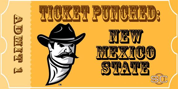 NmsuSuperFan's tweet photo. "@SportsCenter: Aggies can dance the night away! New Mexico State routs Idaho, 77-55, for the WAC Championship. http://t.co/0oarkk5nHF"