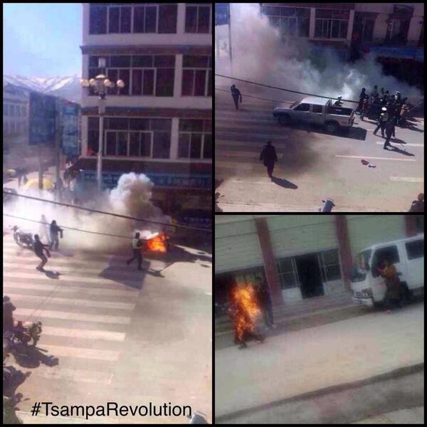 PHOTO: 2 Tibetan monks self-immolate in Tibet on 6th Anni of Ngaba massacre.