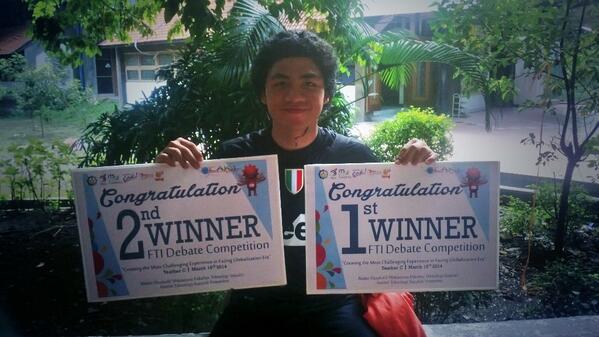 itsCEEC's tweet photo. FOR THREE CONSECUTIVE YEARS, WE PRESENT, 1st and 2nd winner of CAKIL FTI Debate Competition, @himatekkits. Yuhuuu \o/ http://t.co/3uV5kSFFL5