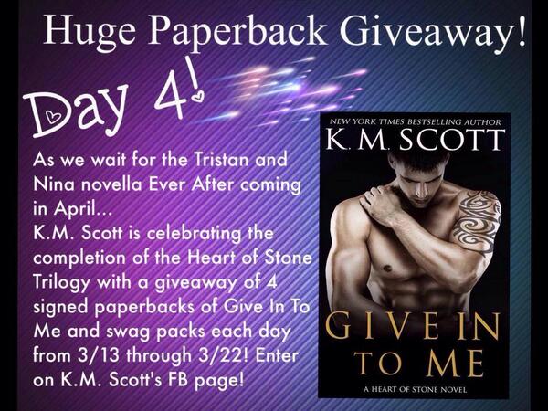 laurenALERT's tweet photo. Giveaway Day 4 - Give In To Me by @KMScottromance https://t.co/NiHsL8HwLO http://t.co/bRf8nrwfUc