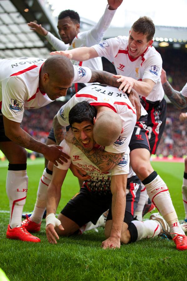 LFC's tweet photo. FULL-TIME: Liverpool secure an unforgettable 3-0 victory at the home of rivals Manchester United! #MUFC 0-3 #LFC http://t.co/7aAoG6nVPP
