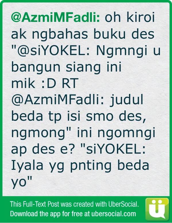 AzmiMFadli's tweet photo. oh kiroi ak ngbahas buku des "@siYOKEL: Ngmngi u bangun siang ini mik :D RT @AzmiMFadli: judul beda tp (cont) http://t.co/MJ8wkb6Jsw