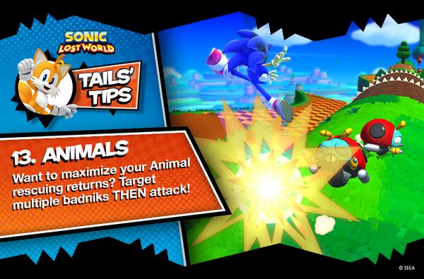 sonic_hedgehog's tweet photo. Want to maximize your Animal rescues in Sonic Lost World? Here's how! #TailsTips http://t.co/FPrwXAQzHD