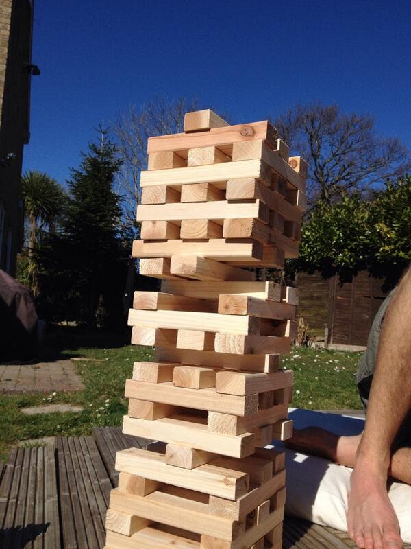 SharonSleep's tweet photo. Jenga in the sunshine @Kbsleep http://t.co/oUEwU2xwkI