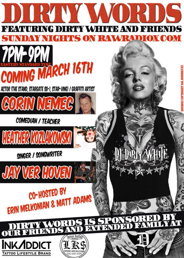 DirtyWords313's tweet photo. We can't wait. @imcorinnemec @Hkozlakowski @Hova1978 @itserinmel @MattyZ00 @RawRadioX http://t.co/i1HjZsEAQy tonight. http://t.co/gBqRhQ9tGC