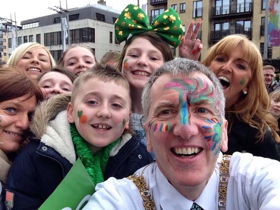 newbelfast's tweet photo. Selfie #Féinín #LovinBelfast great Craic at St Patrick's Day concert. Emerald Armada on stage. http://t.co/yCYBvrbIxt