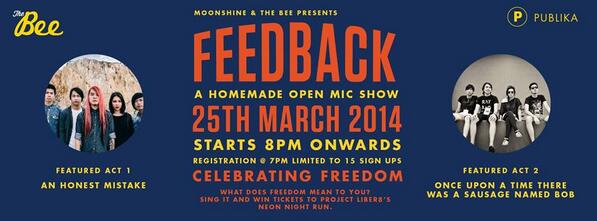 Jenn_Thompson's tweet photo. Mar 25, 2014 @moonshinekl FEEBACK OPEN MIC 8pm @TheBeeMY Publika ft @AHMband @BobTheSausage Open Mic registration 7pm http://t.co/kRWT1n72jC