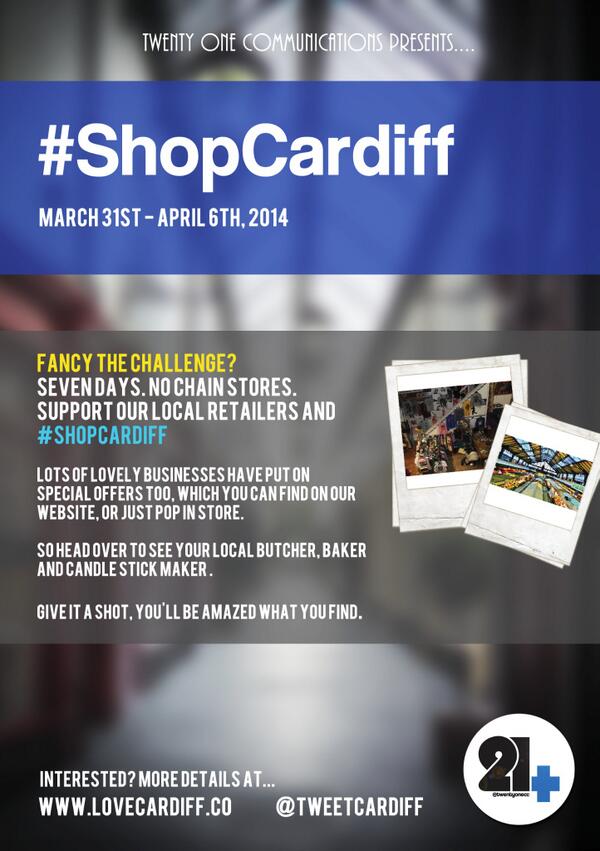 TweetCardiff's tweet photo. One week. No chain stores, just lovely Cardiff independents. Fancy the challenge? http://t.co/mvaVgGerZS #shopcardiff http://t.co/2teXckWnSi