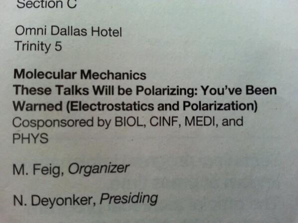 CDMChurchill's tweet image. At #ACSDallas for some #methodMadness with fun symposium titles