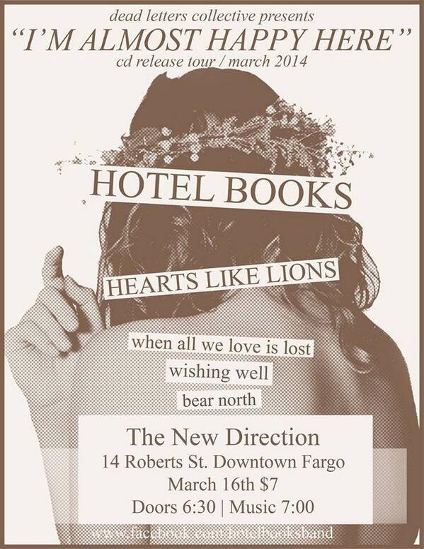 NewDirectionFM's tweet photo. TONIGHT! Hotel Books, Wishing Well (Final TND Show!), &amp; much more! Doors at 6:30 for $7! RT http://t.co/76VaDAdlBC