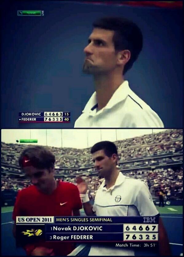 MPetruov's tweet photo. #throwback #novakdjokovic #rogerfederer #usopen2011 #semifinal #todayfinal #bnpparibasopen #IndianWellsTennis http://t.co/0Zd4fS40ic