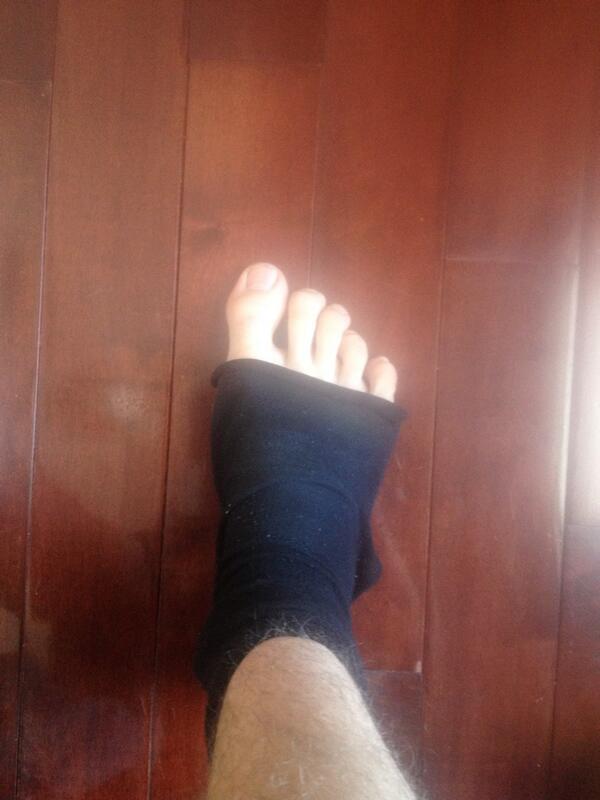 cole_mackey's tweet photo. The sock monster got a little hungry last night. Nibbled the toes right off both my socks @MMarshalljn http://t.co/AJCWKm5RhN