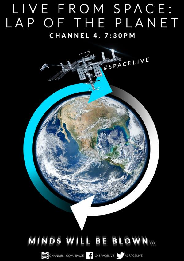 RT if you're cheering on the ISS during its lap of the planet on <a href="/Channel4/">Channel 4</a> right now! #SpaceLive