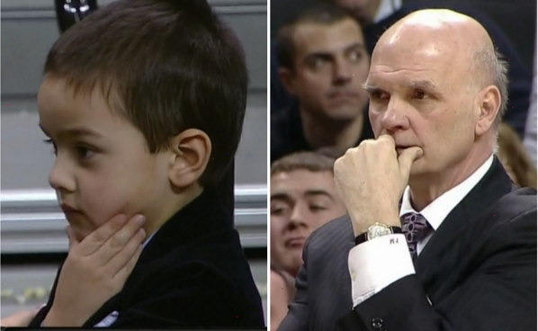 BleacherReport's tweet photo. VIDEO: St. Joe's coach Phil Martelli's 4-year-old grandson coaches from the crowd http://t.co/fSj6kbta3w http://t.co/bN3pcKDBbl