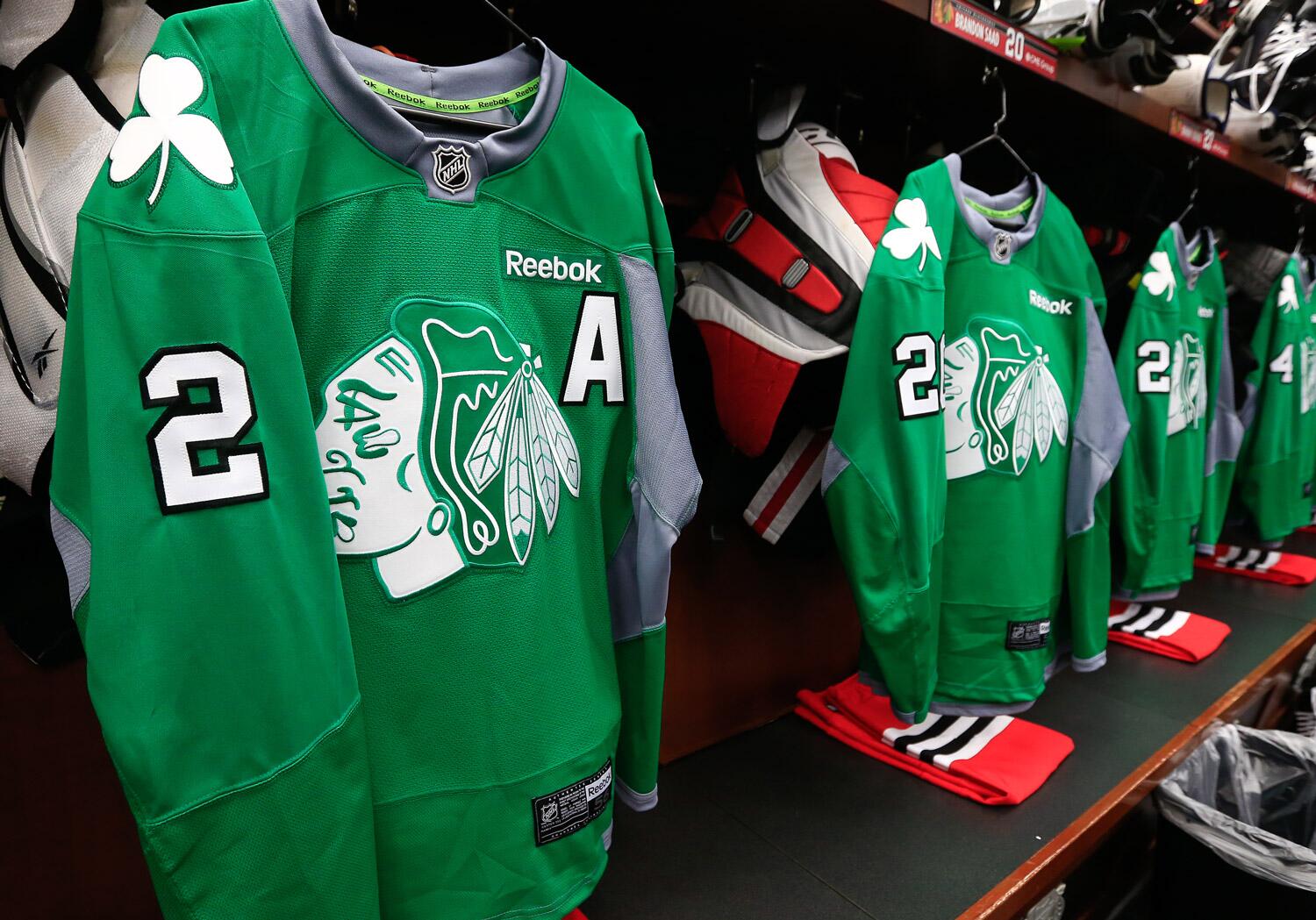 Blackhawks To Wear Green Warm-Up Jerseys - Committed Indians