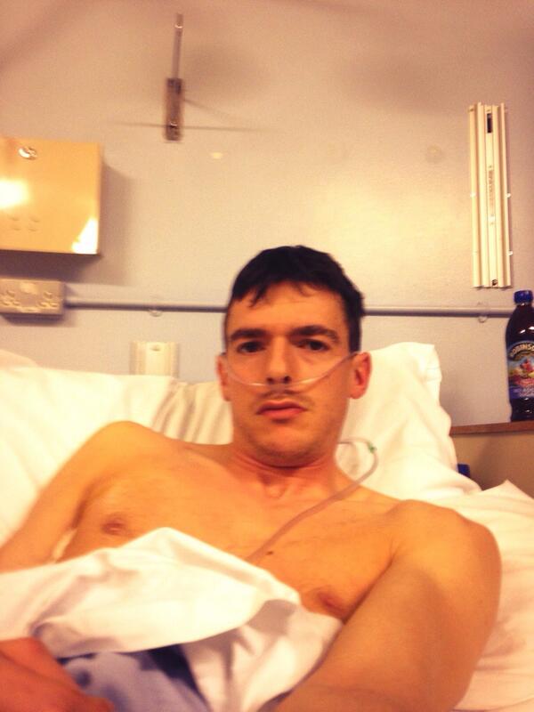 phil105's tweet photo. So today didn't go to well. Big crash. Punctured lung. Broken ribs and broken shoulder haha http://t.co/Dxsj4Rw2cI