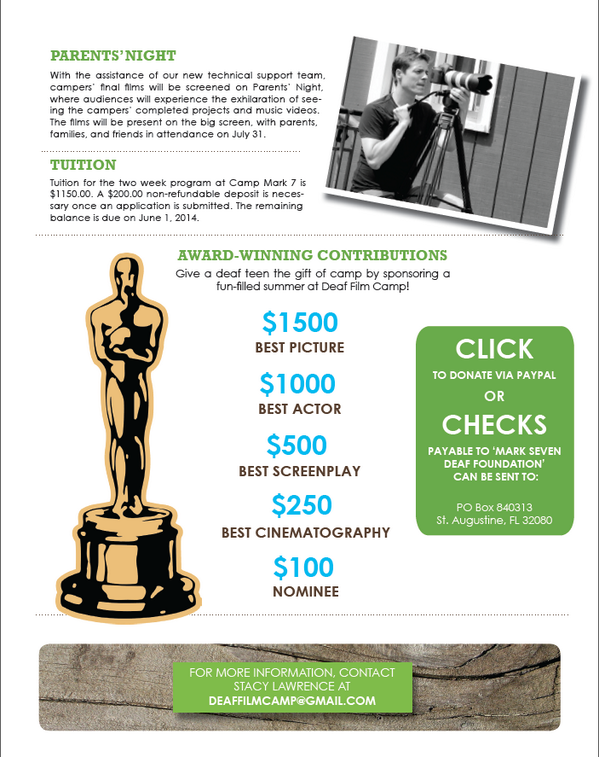 CampMarkSeven's tweet photo. Please consider donating to the Deaf Film Camp. See flyer for more information! http://t.co/7oMFcYllab