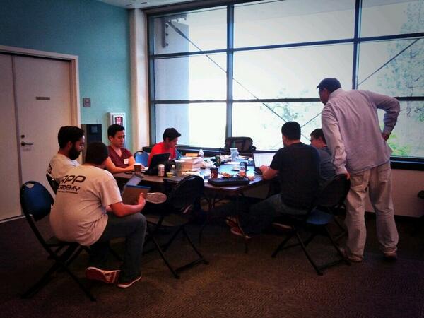 rapturestudio's tweet photo. PEF's App Academy team in the house @HackForPasadena http://t.co/dyzskI84Bp