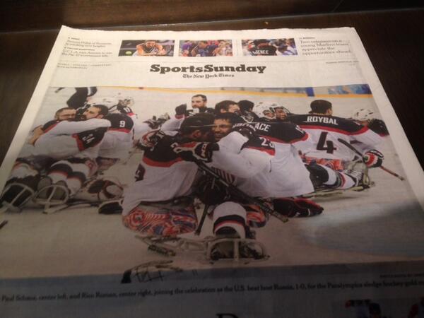 DisinSport's tweet photo. Great cover photo in @nytimes SportsSunday! @IPCISH @USParalympics @Paralympic http://t.co/Wtnkey6Ek1
