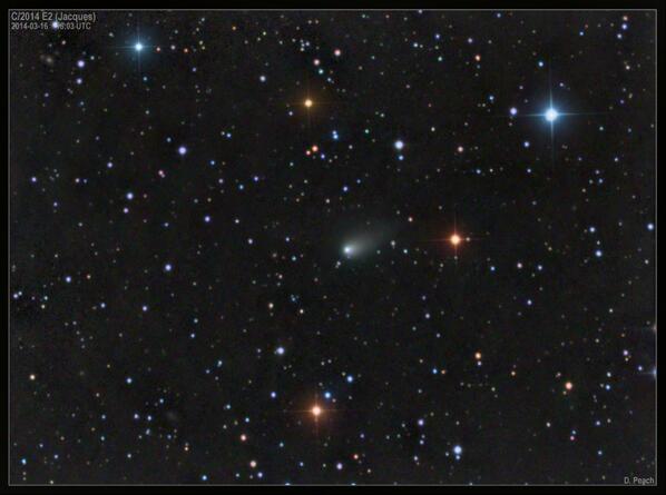 elakdawalla's tweet photo. MT @peachastro: Comet C/2014 E1 (Jacques) on March 16th. Discovered a few days ago. May reach 7th magnitude by July. http://t.co/ag7u0OpHtr