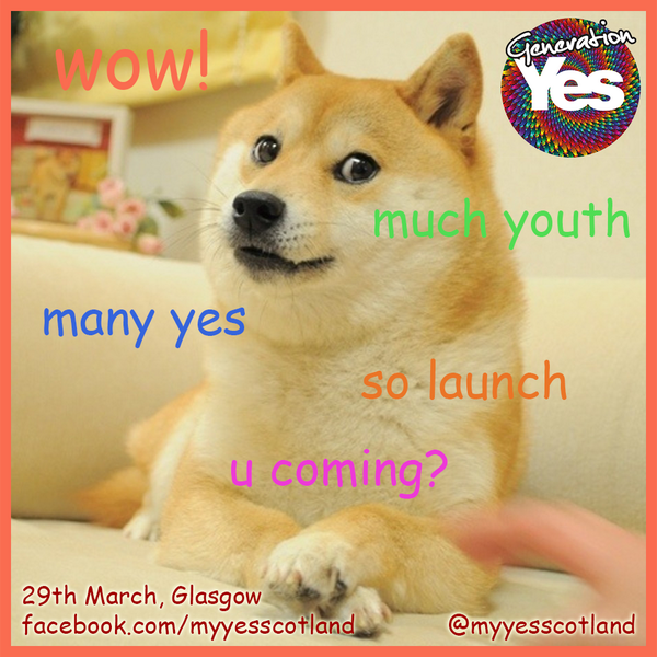 GenYesScot's tweet photo. WOW! So launch on 29th. Much Generation Yes. RSVP! https://t.co/pUewxoVv25 #VoteYes #GenYes #indyref #YesYouth http://t.co/t7pZaeMDiB