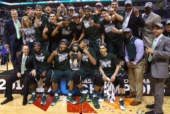 MSU_Basketball's tweet photo. 2014 Big Ten Tournament Champions!!! http://t.co/gcnI4tJ0yd