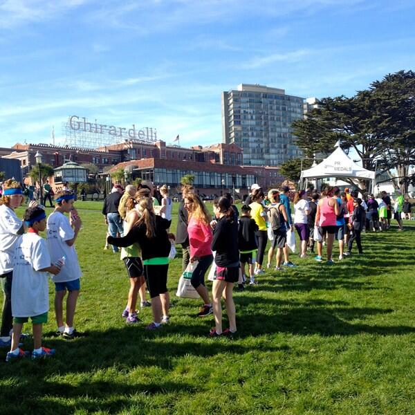 sweattracker's tweet image. Thanks for patiently waiting for your #PRChallenge medals this morning at Across the Bay 12K