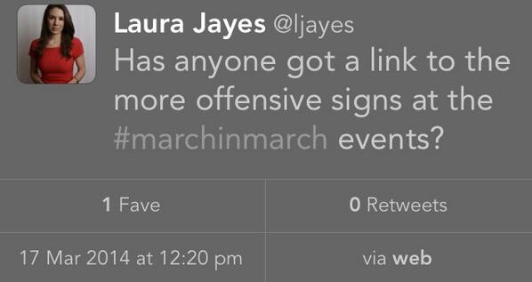 KieraGorden's tweet photo. Guess what angle Sky News will be taking for #MarchInMarch? This is their political reporter Laura Jayes! WOW #AusPol http://t.co/1zAHSWmJzC