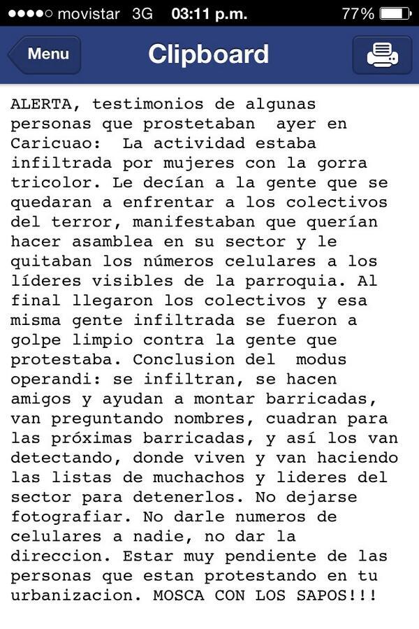 MERIDAANONYMOUS's tweet photo. @meridalider OJO CON LOS INFILTRADOS IDENTIFICALOS Y NEUTRALIZALOS, SI ES POSIBLE CON UNA BOMBA GOCHA http://t.co/3bYFDzvphK