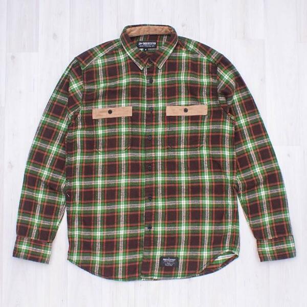 #DndExecution march 2014 Delivery | Green in brown plaid long sleeve flannel shirt with elbow suede pad