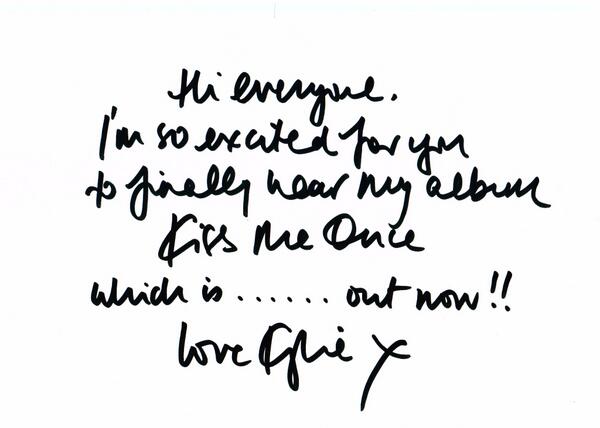 kylieminogue's tweet photo. #KissMeOnce is here, #lovers!!! My new album is out everywhere! Get it from @iTunesMusic: http://t.co/JK3Q2GnweX http://t.co/ZVPgQylOwt