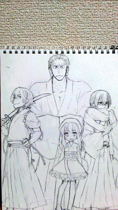 和風四天王お絵かき中〜色塗りこれから
和風好きすぎて皆に和服着せたい 