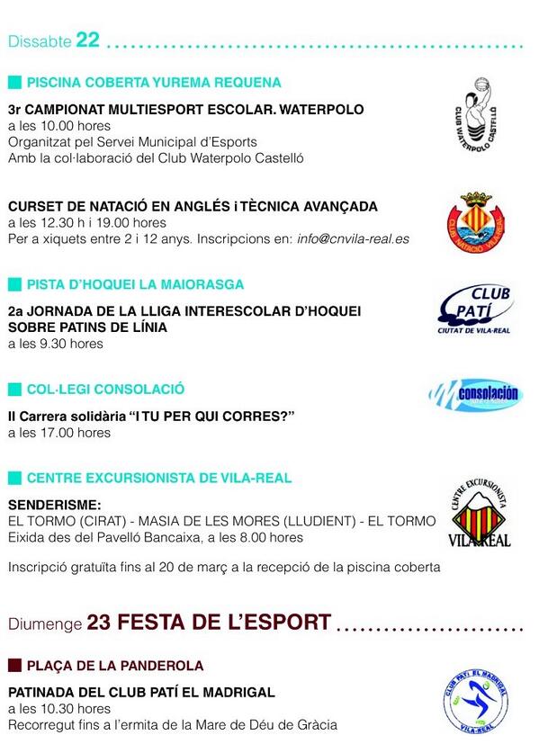 SMEVILAREAL's tweet photo. I el cap de setmana. No podràs deixar de participar.............. http://t.co/iriyTA6ub2