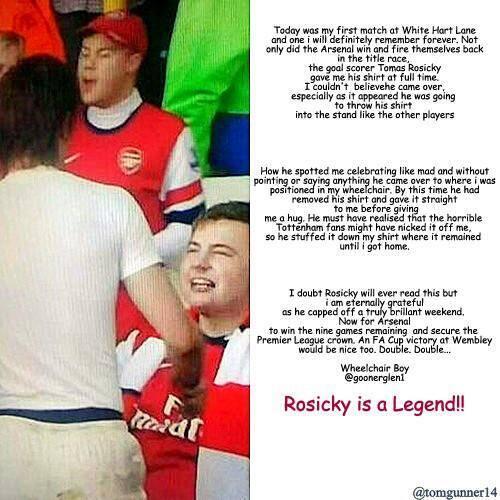 A note from <a href="/goonerglen1/">Glen Shorey</a> who Tomas Rosicky gave his shirt to yesterday. Please RT. Pure Class.