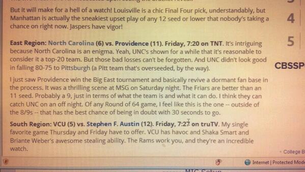 thorzine106's tweet photo. @CarsonD33 @tbancs22 according to CBS one of the five must-watch games... http://t.co/11iiMrxTLR