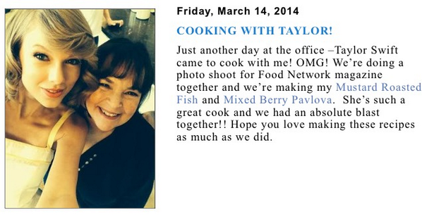 TaylorSwiftUKST's tweet photo. @inagarten posted a mini blog about her day with Taylor! http://t.co/Xvzx5qBHeW