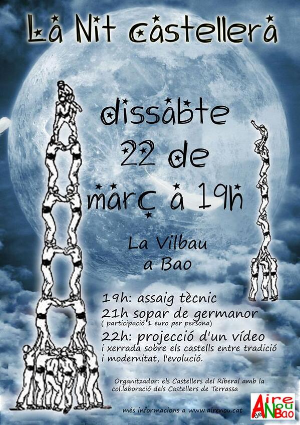 #nitcastellera dels #castellersdelriberal amb <a href="/ElsPallagos/">Pallagos</a> i els <a href="/CDTerrassa/">Castellers de Terrassa</a> . #Airenou