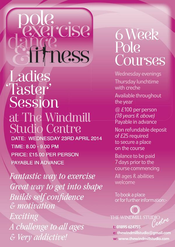TheWindmillStud's tweet photo. The #WindmillStudio Centre's 'Pole Exercise Dance & Fitness' course which recently won a Netmums Award #Ruislip http://t.co/JY2s11qQS9