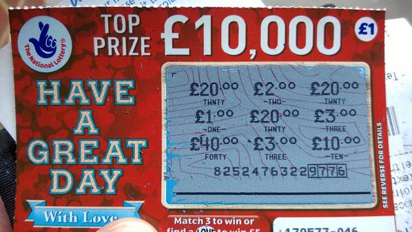 TNLUK's tweet photo. Have a great day! #ScratchcardWinner ^Gal RT @Goldy73: @TNLUK So I started with a Β£1 card...... #HappyMonday http://t.co/pOwyH1XvSw