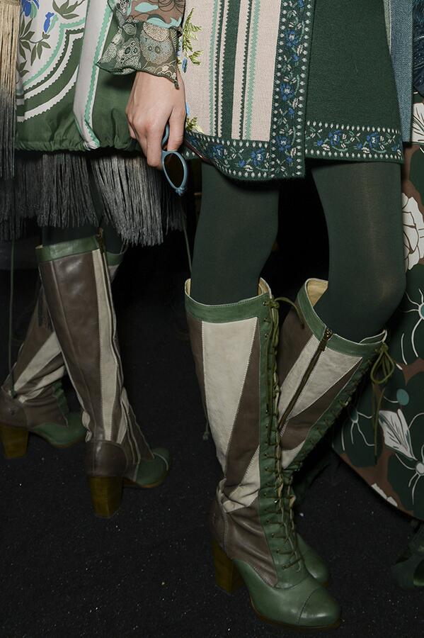 annasui's tweet photo. Happy St. Patrick's Day! We're going green with Anna Sui x @TheFryeCompany, as seen at #AnnaSuiFall14 http://t.co/B9bPc9PI4D