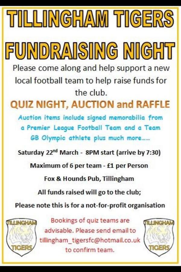 First fundraising night this Saturday! Come along with your friends for a great night with great prizes up for grabs!