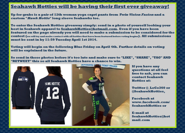 Kimber_Kittens's tweet photo. RT @SeahawkHotties: Enter to win! http://t.co/9w9jaCftLk <~~~~~ should I enter?