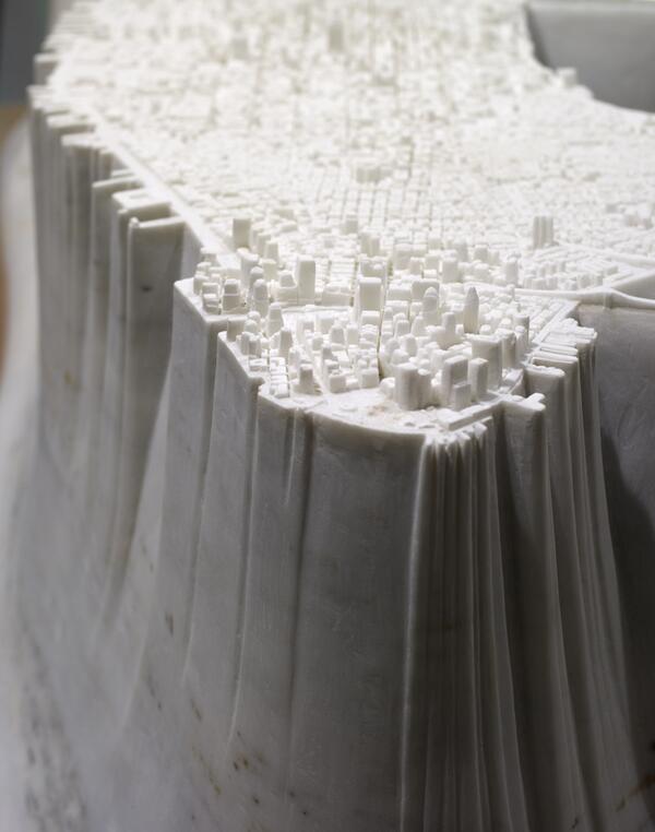 MetropolisMag's tweet photo. Artist Yutaka Sone's sculpture replicates the island of Manhattan in 2.5 tons of marble http://t.co/jbuDuXhVEK http://t.co/NcsavmvUlY