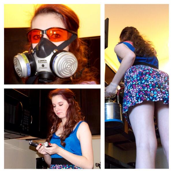 IzzyModel's tweet image. Pest Control calendar shoot. So much fun! #gasmask #dress #flashlight #shades #pest #pestcontrol