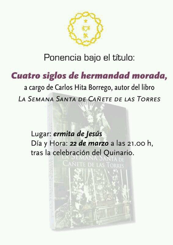 Sábado 22 despues de los cultos a Ntro Titular se dara lugar a la ponecia de <a href="/CarlosHita/">Carlos Hita 🔥</a> sobre la historia de la Hdad