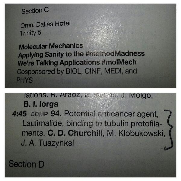 CDMChurchill's tweet image. Presenting today at #ACSDallas #methodMadness #molMech
