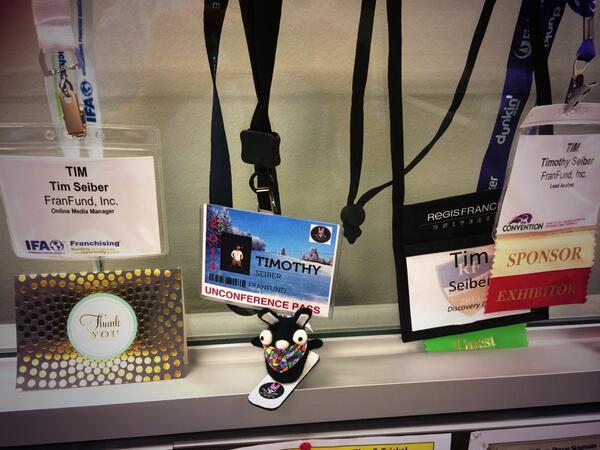 timothyseiber's tweet photo. So, my #UnConference badge and perfect attendance award have joined the collection. @Franchise_UnCon #squirrelmomma http://t.co/PZfcV216Xt