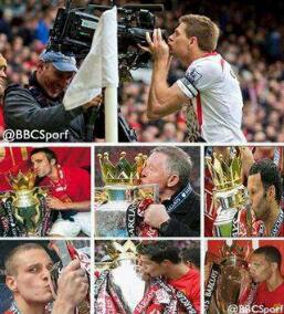 UtdCorner's tweet photo. Yg di cium itu piala bro buka kamera #joke http://t.co/9SYePKbCry